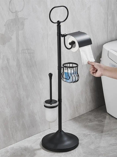 ست جا دستمال توالت و برس ایستاده فلزی